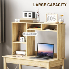 Computer Desk with Hutch, Home Office Table with Storage Shelves and Open Compartments for Writing, Work, Brown