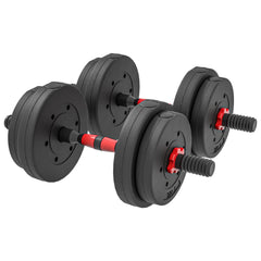 44lbs 2-in-1 Adjustable Dumbbells Weight Set, Dumbbell Hand Weights Barbell for Body Fitness, Lifting Training for Home, Office, Gym, Black and Red