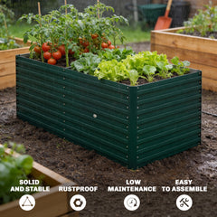 5' x 3' x 2' Raised Garden Bed, Galvanized Planter Box for Growing Flowers, Herbs and Vegetables, Black