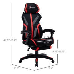 Gaming Chair, Ergonomic Computer Chair with Footrest, Headrest, Recliner Swivel Seat with Adjustable Height, Black