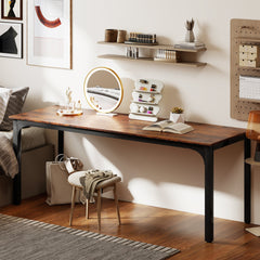71" Computer Desk, Desktop Desk with Metal Legs, Distressed Black