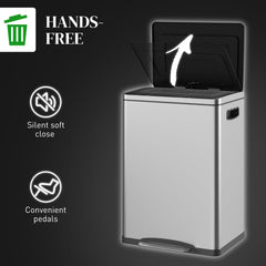 2x5.3 gal (2x20 L) Garbage Bin, Stainless Steel Garbage Can with Soft-Close Lid and Removable Inner Buckets, Black