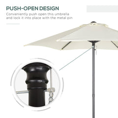 6.6FT Patio Umbrella, Outdoor Parasol with 6 Solid Ribs, Cream White