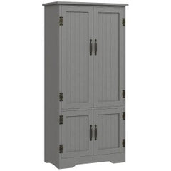 48" 4-Door Storage Cabinet Multi-Storey Large Space Pantry with Adjustable Shelves Black