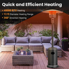 50000BTU Garden Propane Standing LP Gas Steel Accessories Heater-Gray
