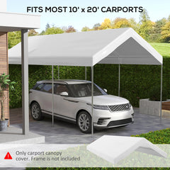 10 x 20ft Carport Replacement Canopy, UV Resistant Garage Car Cover with Ball Bungee Cords, Dark Grey