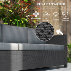 Deluxe 3 Seat Rattan Wicker Sofa Garden Outdoor Patio Furniture with Cushion, Cream White