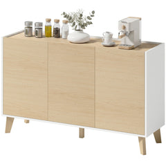 Sideboard Buffet Cabinet, 47" Modern Kitchen Storage Cabinet with 6 Compartments, Soft-Close Doors, Natural Wood Effect