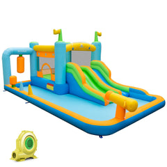 Giant Inflatable Water Slide Park with Dual Slides, Splash Pool and 735W Blower, Ages 3 to 10