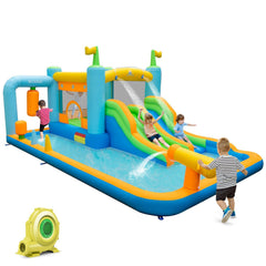 Giant Inflatable Water Slide Park with Dual Slides, Splash Pool and 735W Blower, Ages 3 to 10