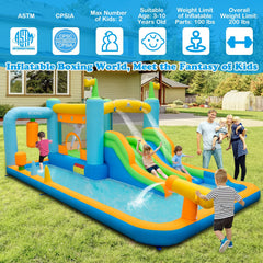 Giant Inflatable Water Slide Park with Dual Slides, Splash Pool and 735W Blower, Ages 3 to 10
