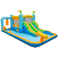 Giant Inflatable Water Slide Park with Dual Slides and Splash Pool, No Blower, Ages 3 to 10