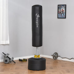 Freestanding Boxing Punch Bag Stand, Height Adjustable, with Fillable Base, Absorption Springs, Suction Cups