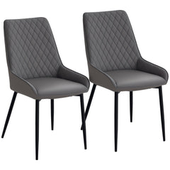 Upholstered Kitchen Chairs, Modern Dining Chairs Set of 2 with Diamond Tufting and Steel Legs for Dining Room, Black