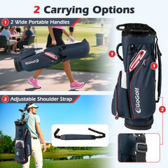 Golf Cart Bag Lightweight Portable Golf Club Organizer Bag-Navy