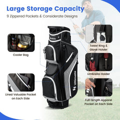 Golf Cart Bag with 14 Way Top Dividers-Gray