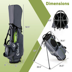 Golf Stand Bag Lightweight Golf Bag with 8 Way Top Dividers and 5 Zippered Pockets-Gray