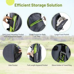 Golf Stand Bag Lightweight Golf Bag with 8 Way Top Dividers and 5 Zippered Pockets-Gray