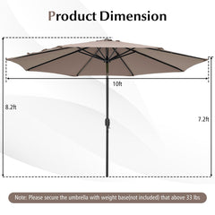 10 Feet Outdoor Patio Umbrella with Tilt Adjustment and Crank-Tan