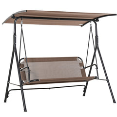 2-Person Porch Swing Chair, 2 Seater Patio Swing Bench w/ Adjustable Canopy, Breathable Seat for Garden, Poolside, Black
