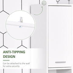 Tall Bathroom Vanities, Narrow Bathroom Cabinets with 2 Doors, Open Compartment and Adjustable Shelves, White