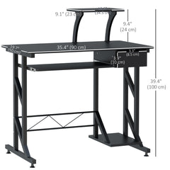 Computer Desk with Keyboard Tray, Writing Desk with Drawer, Workstation for Home Office, Black (35.4"Lx19.7"Wx39.4"H)