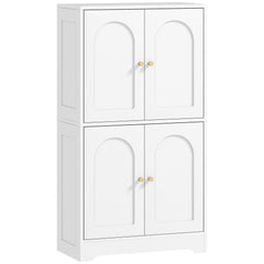 43" Kitchen Pantry Cabinet, Freestanding Modern Storage Cabinet with 4 Arched Doors and 2 Adjustable Shelves, White