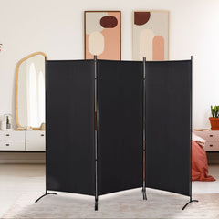 6' 3 Panel Room Divider, Double Hinged Folding Wall Divider, Indoor Privacy Screen for Home Office, Black