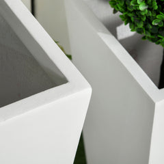 Set of 2 Tall Planters with Drainage Holes, 22" / 18" Outdoor Flower Pots for Patio, Yard, Garden, Black