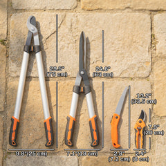 4 Pcs Pruning Shears Set with Hedge Shears, Loppers, Garden Secateurs and Folding Hand Saw with Aluminum Handle