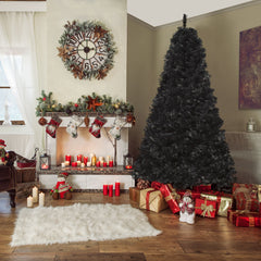 7ft Artificial Christmas Tree Holiday Home Indoor Decoration with Automatic Open, Black