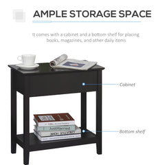 End Side Table in Flip Top Design with Cabinet and Bottom Shelf, Storage Furniture Decoration for Bedroom Living Room Office, Dark Coffee