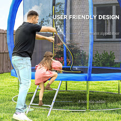8ft Trampoline Outdoor, ASTM Certified, with Circular Base, Enclosure Net, Ladder and Curved Poles