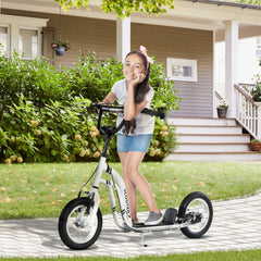 Dual Brakes Kick Scooter 12-Inch Inflatable Front Wheel Ride On Toy for Age 5+, Blue
