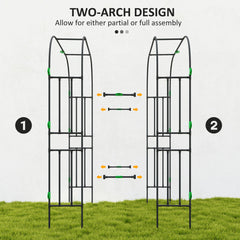 Arched Garden Trellis, 8 FT Tall Metal Plant Trellis Support with Trellis Netting for Climbing Plants