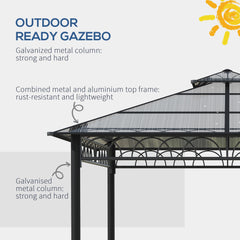 10' x 10' Outdoor Hardtop Gazebo Canopy w/ Double PC Roof, Steel Frame, Nettings, Curtains for Garden Lawn Deck, Black
