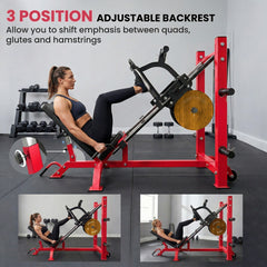 Leg Press Machine with Wheels and Calf Block, Adjustable Squat Machine for Home Gym, 1000 lbs Capacity