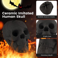 Halloween Fire Pit Skull Halloween Decoration-Black