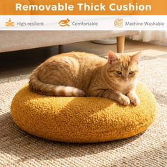 Hamburger Cat Nest with Chicken Drumstick Toy and Removable Cushion for Indoor Cats-Yellow