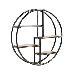 Round Wall Mounted Shelf, 4 Tier Circular Floating Display Rack, Black