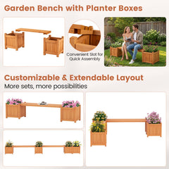 Hardwood Planter Box with Bench Garden Bench with 2 Side Flower Boxes