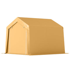 7' x 12' Outdoor Storage Shed Portable Garage with Roll-up Door for Motorcycle, Bike, Garden Tools, Beige