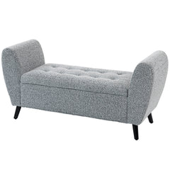 Upholstered Storage Bench with Arms, Modern Ottoman Bench for Bedroom, Entryway, and Living Room, Black