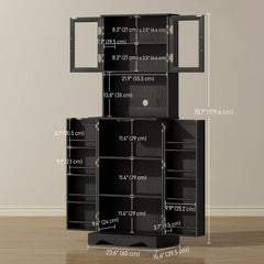71" Kitchen Pantry Cabinet, Freestanding Kitchen Hutch with 8 Door Shelves, Adjustable Shelf and Acrylic Doors, Black