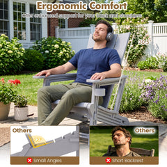 HDPE Outdoor Adirondack Chairs with Cup Holder-Gray