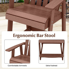 HDPE Patio Chair with Armrest and Footrest for Indoor Outdoor-Coffee