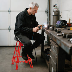 Heavy-Duty Aluminum Garage Bar Chair with 360° Swiveling Seat-Red