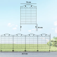 Garden Decorative Fence 4 Panels 44in x 12ft Steel Wire Border Edging for Landscaping