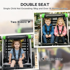 3-in-1 Bike Trailer for Kids, Running Stroller with 2 Seats, Jogging Cart with 5-Point Harness, Storage Units, Blue