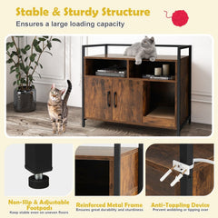 Hidden Cat Washroom with Double Doors and Scratch Cardboard-Coffee